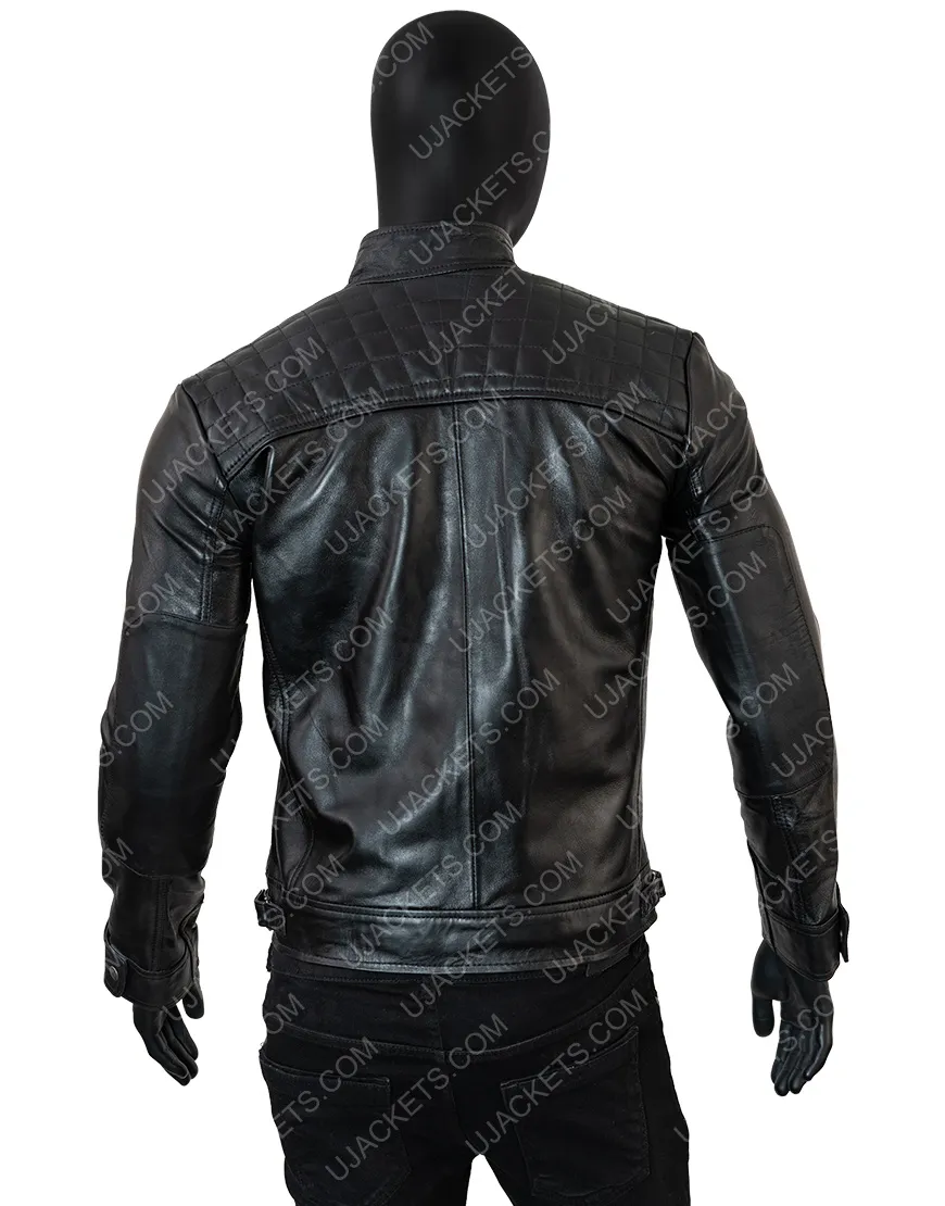 Cafe Racer Vintage Leather Jacket | Black Quilted Biker Jacket | ujackets